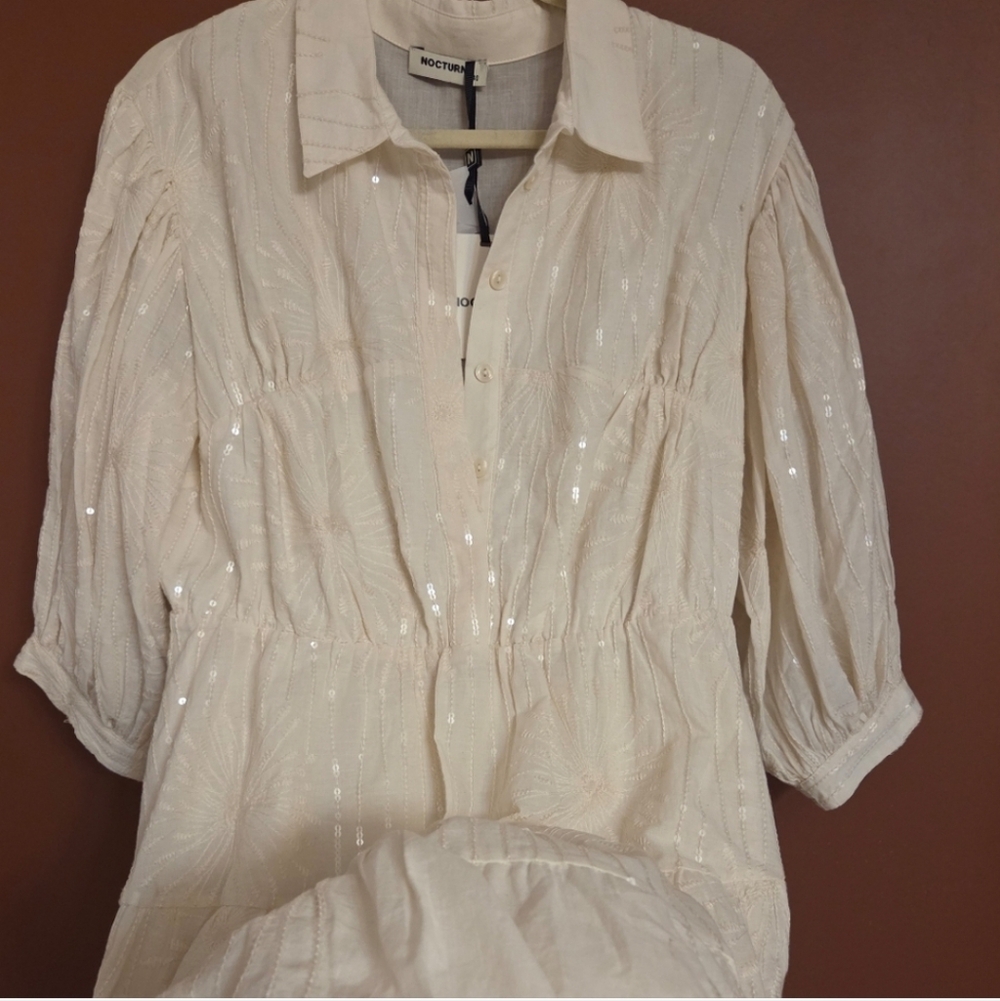 Final Price Nocturne Chic Cream Long Sleeve Dress - Picture 6 of 11